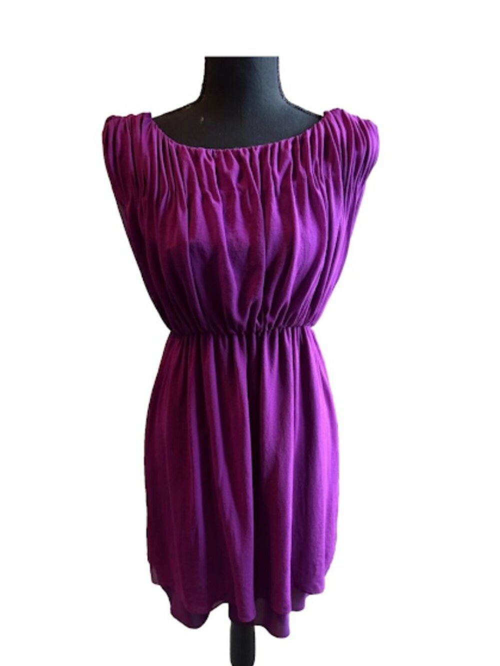 Alice + Olivia Purple Sleeveless Mini Dress Ruched Waist A Line Party Cocktail